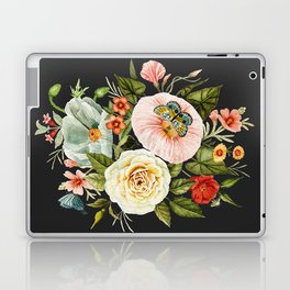Wildflower and Butterflies Bouquet on Charcoal Black Laptop Skin