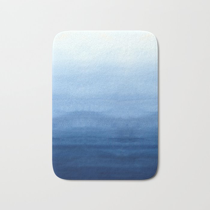Blue Watercolor Ombré Bath Mat