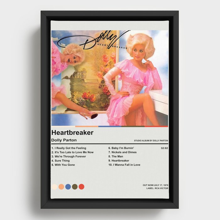 Dolly Parton - Heartbreaker Album Poster Framed Canvas