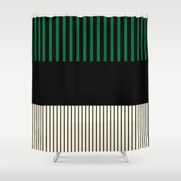 Colour Pop Stripes - Green, Cream and Black Shower Curtain