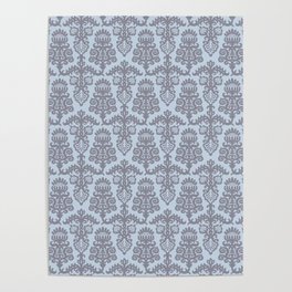 Strawberry Chandelier Pattern 546 Gray and Blue Poster