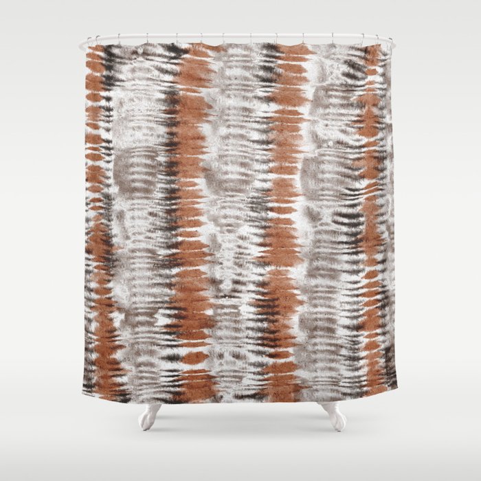 Brown Tie Dye Stripes Shower Curtain