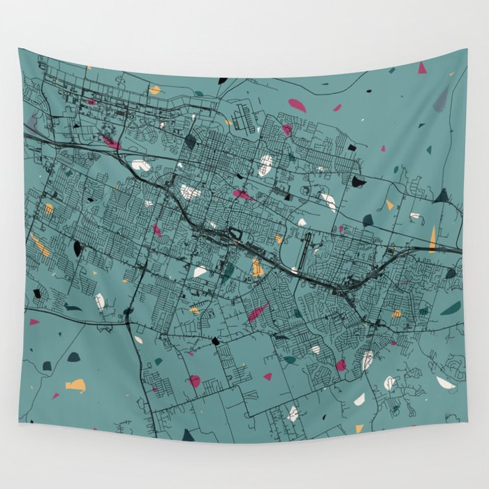 Killeen, USA - terrazzo city map Wall Tapestry