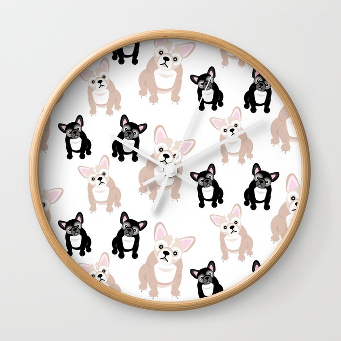 Cute French Bulldog Pattern Wall Clock