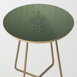 Vintage Common Juniper Botanical Pattern on Lunar Green Side Table