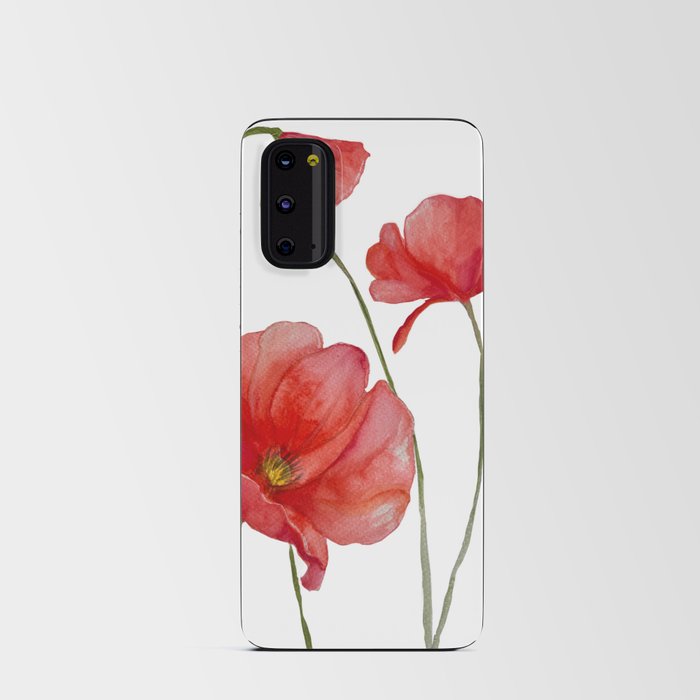 watercolor poppys flowers Android Card Case