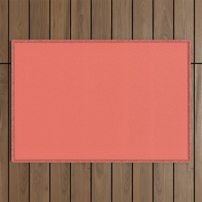 Coral - Tropical - Pink Peach - Solid Color Parable to Pantone Coralessence 20-0056 Outdoor Rug