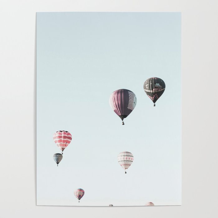 Hot Air Balloons Blue Sky Poster