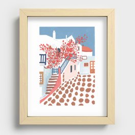 Cobbled Streets of Mykonos Recessed Framed Print