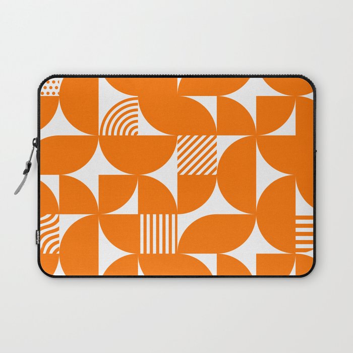 Orange Mid Century Bauhaus Semi Circle Pattern Laptop Sleeve