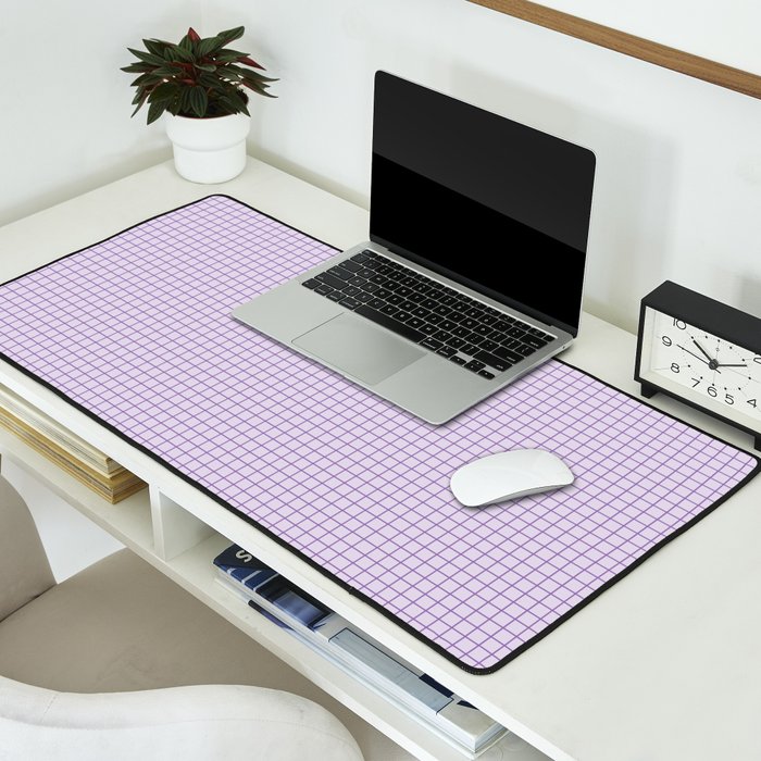 Desk Mat Grid pattern on lavender 
by ARTbyJWP | society6.com