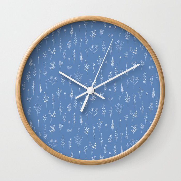 Wildflowers blue Wall Clock