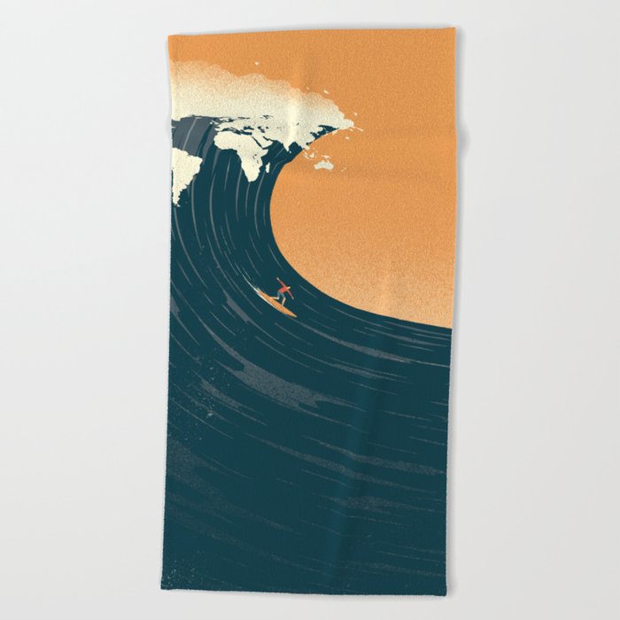 Surfing the World Beach Towel