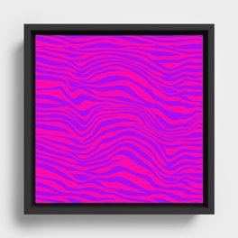 Neon Pink Purple Zebra Pattern Framed Canvas