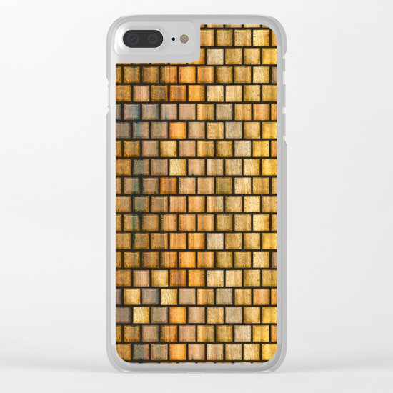 Wooden Distressed Block Tile Pattern Clear iPhone Case