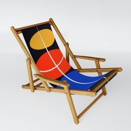 Abstract black minimal art with red yellow and blue Sling Chair