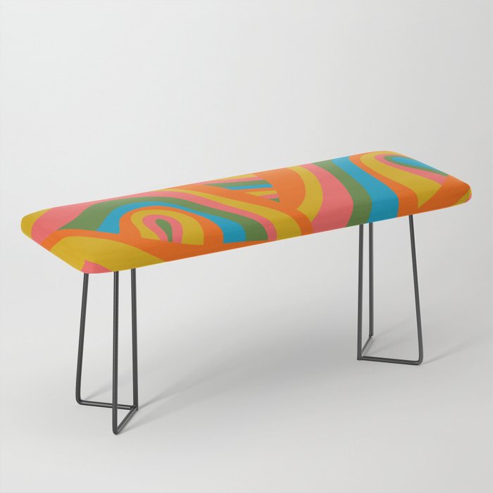 Retro 70s Psychedelic Abstract Pattern Bench