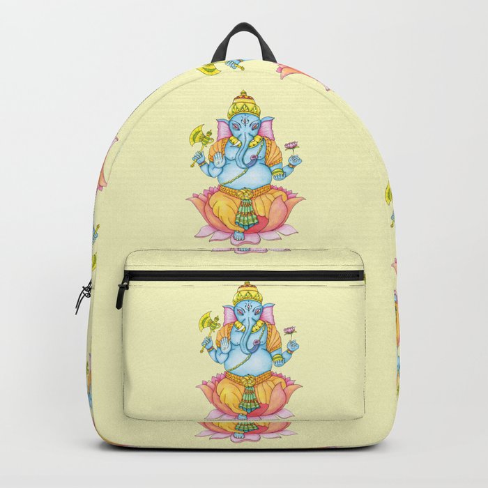 Zentange Ganesh colorful on yellow Backpack