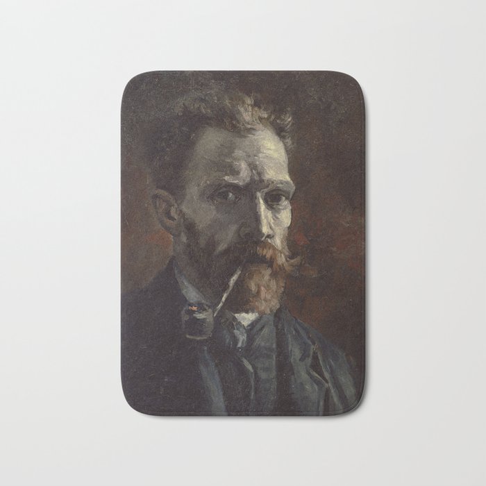 Van Gogh - Self-portrait with pipe Bath Mat