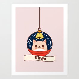 Virgo Christmas Cat Art Print