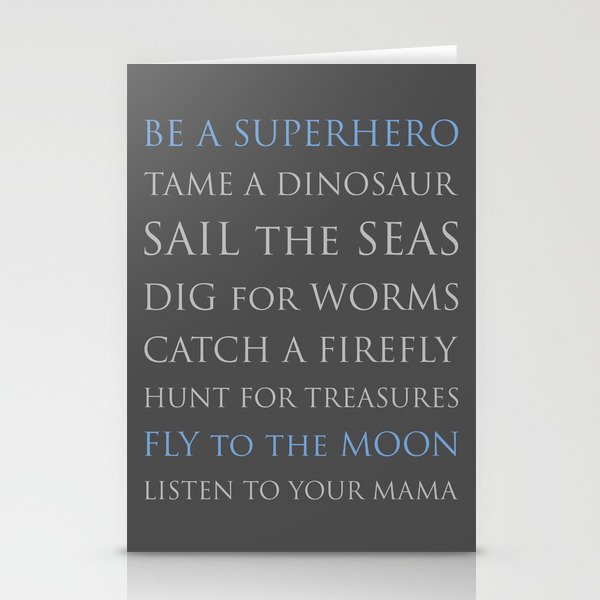 BE A SUPERHERO, blue and gray palette Stationery Cards