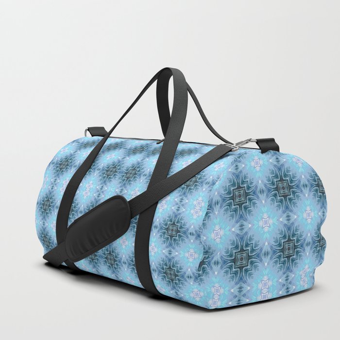 Powder Blue Perfection Digital Symmetrical Repeating Pattern Duffle Bag