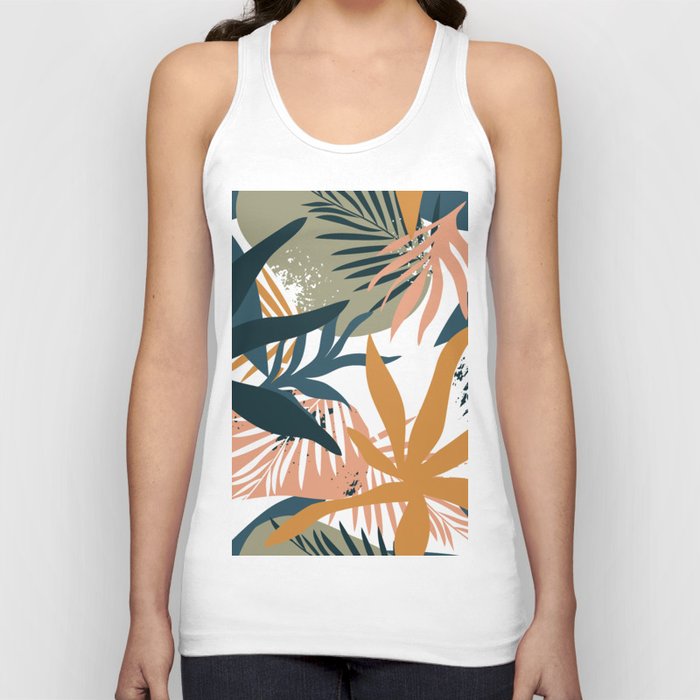 Abstract tropical organic nature shape leaf pattern Tank Top
