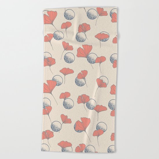 Delicate Ginkgo&Dots #society6 #decor #buyart Beach Towel