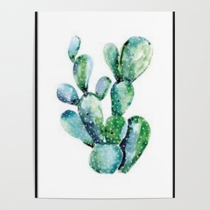 Watercolor Prickly-Pear Cactus Poster