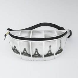 1888-1889 Eiffel Tower Full Construction Sequence black and white photography Fanny Pack