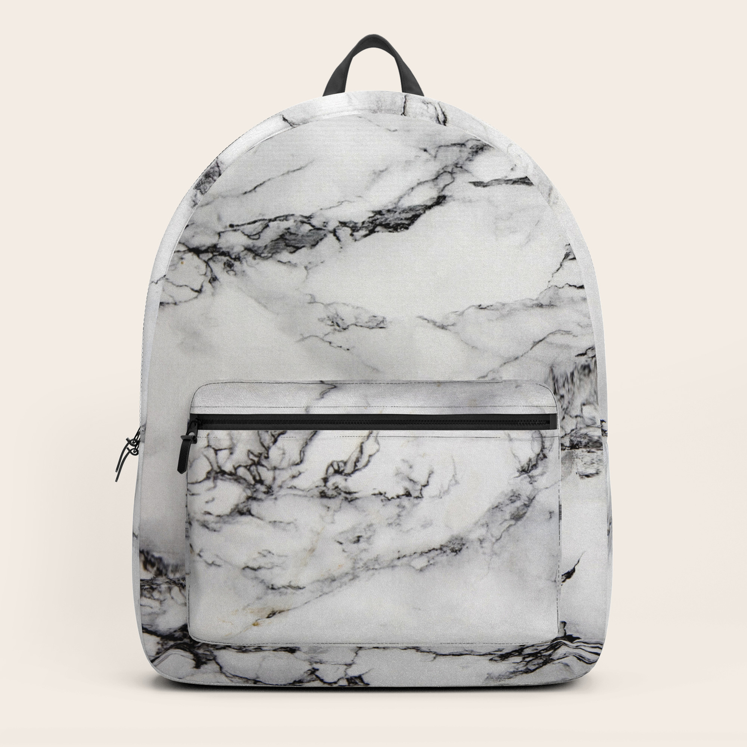 black and white marble backpack