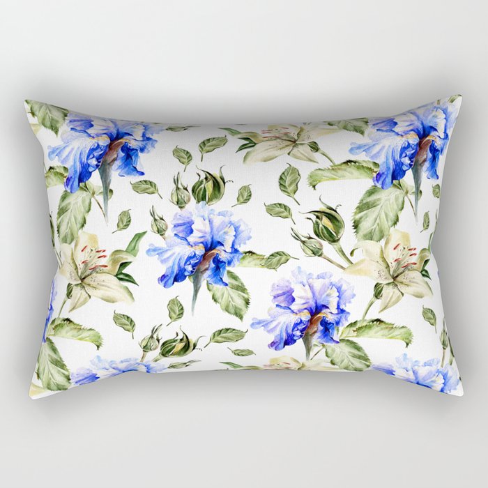 Irisis and lilies - flower pattern no3 Rectangular Pillow