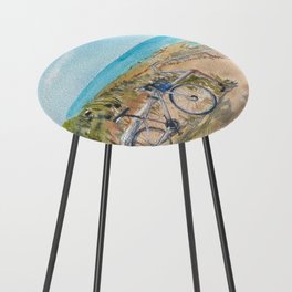 Bicycle at a sunny beach Counter Stool