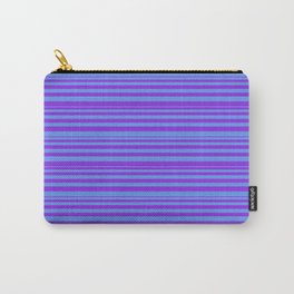 [ Thumbnail: Purple and Cornflower Blue Colored Lines/Stripes Pattern Carry-All Pouch ]