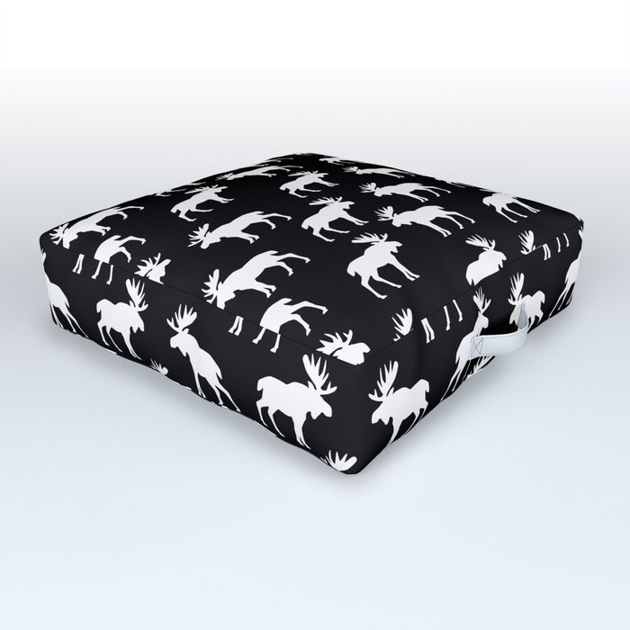 Moose Trot // Black Outdoor Floor Cushion