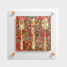 Red Silverware Set Art Let's Eat Floating Acrylic Print