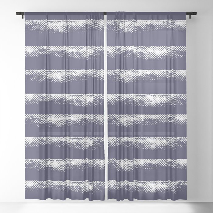 Irregular Stripes Dark Blue Sheer Curtain By Lavieclaire Society6