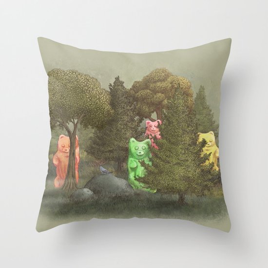 Wild Gummy Bears Throw Pillow