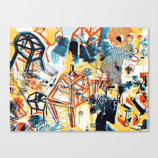 yellowredblueandblack Canvas Print