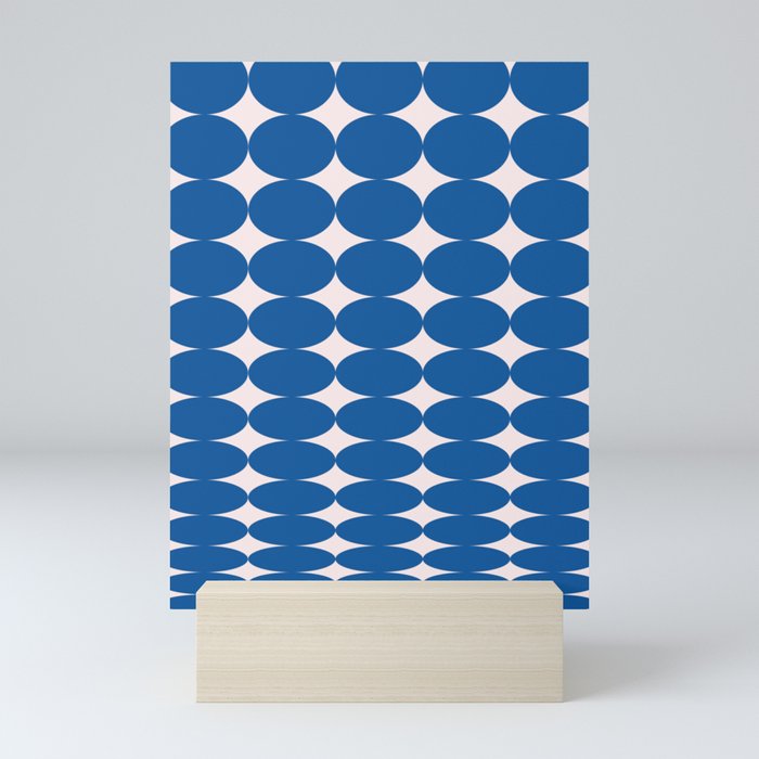 Retro Round Pattern - Blue Mini Art Print