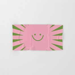 Happy Sun Retro Groovie Green Pink Boho Hand & Bath Towel