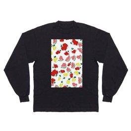 Abstract red yellow watermelon pineapple strawberry fruit Long Sleeve T-shirt