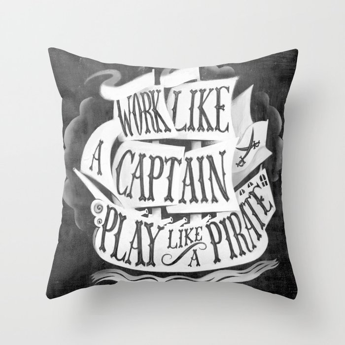 like  a pirate, black Throw Pillow