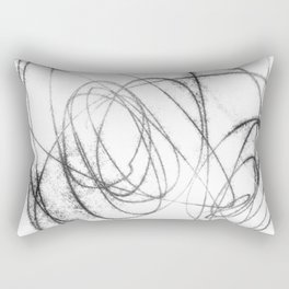 Black and White Minimalist Abstract Line Drawing Rectangular Pillow