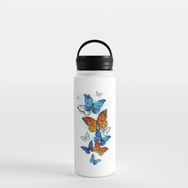 Flying Butterflies Morpho and Monarch Water Bottle