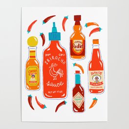 Hot Sauce and Chili Peppers Poster