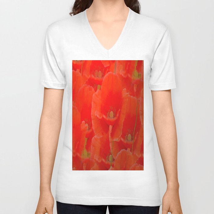 Red Poppies #decor #society6 #buyart V Neck T Shirt