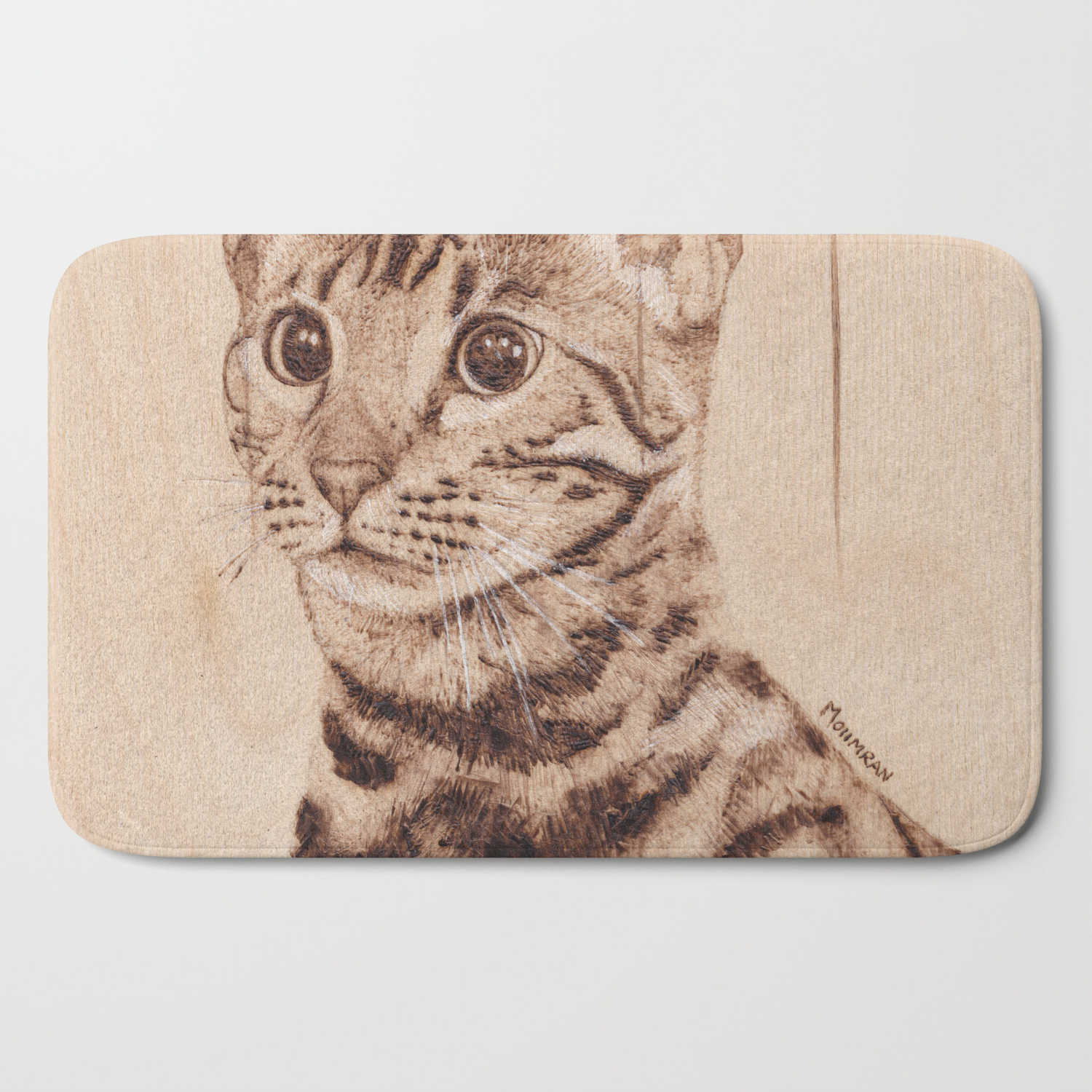 Bengal Cat Portrait Drawing By Burning On Wood Pyrography Art
