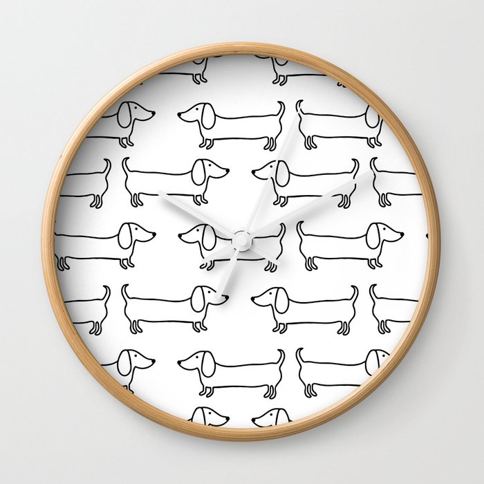 Dachshund in black-white Wall Clock