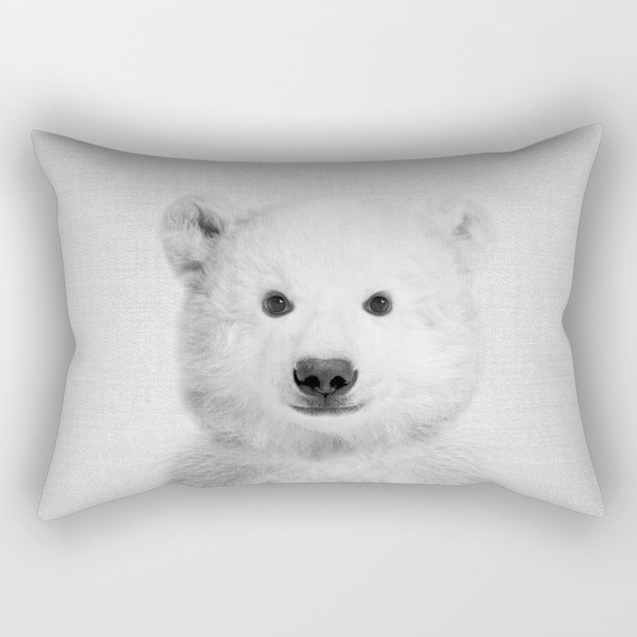 Polar Bear - Black & White Rectangular Pillow